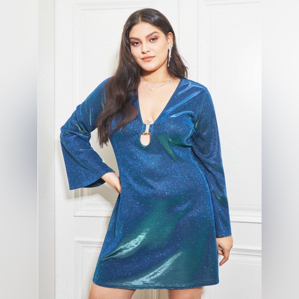 Midnight Blues Sequin Mini Dress Curve & Plus